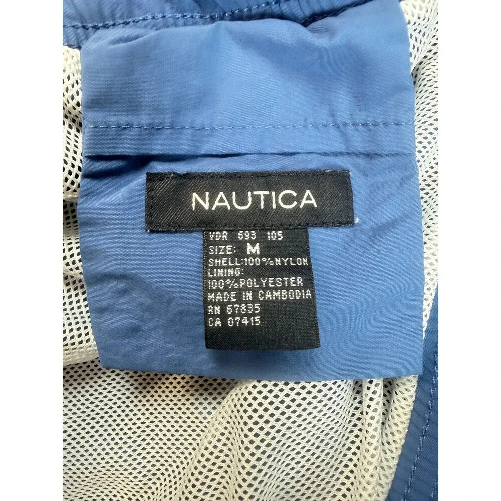 Nautica Men's Blue Swim Trunks Size M Mesh Lined Drawstring Cargo Pocket Beach